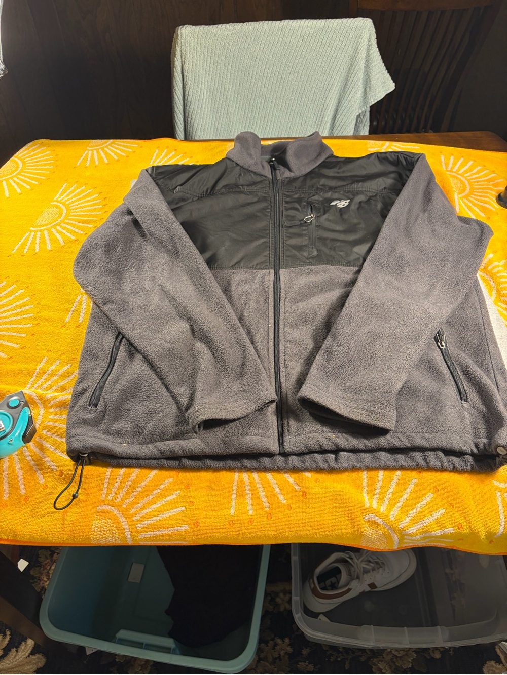 Men's new balance Gray Fleece Jacket with Black Chest Panel